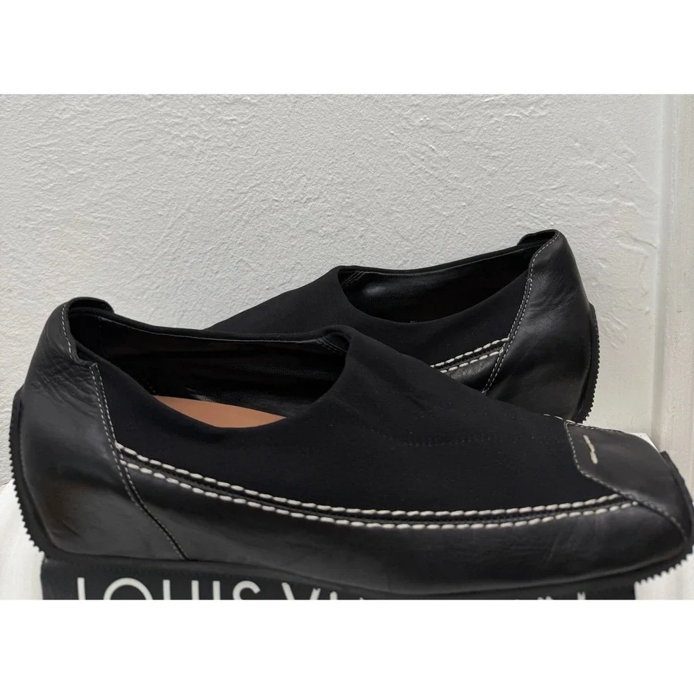 Circa Joan & David Black Square Toe Slip On Loafers Women's